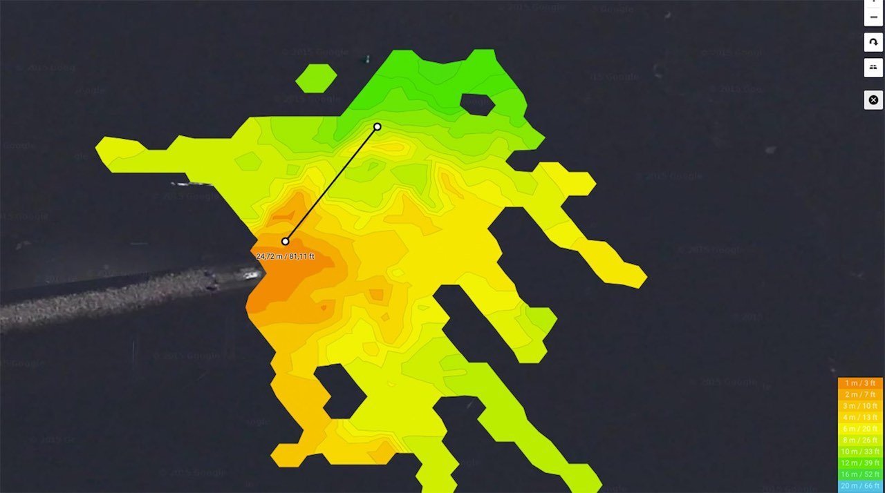Deeper map at a groyne