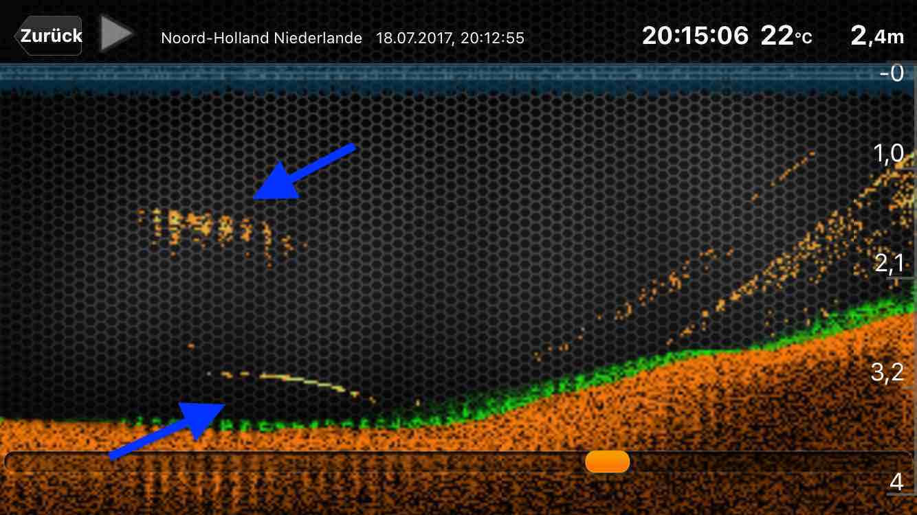 Deeper map view showing depth changes
