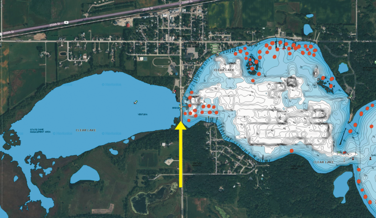 Book excerpt discussing carp spawning sites in a western bay