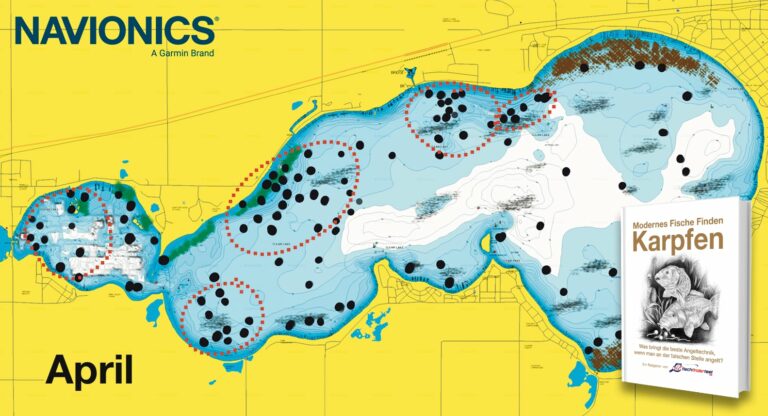 Carp locations before spawning in Clear Lake in April