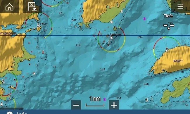Example of a Navionics Platinum+ nautical chart in the 3D view.